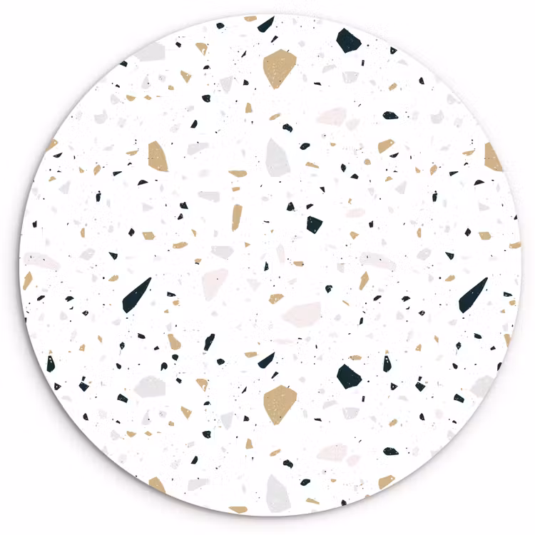 Terrazzo - Patroon - Wit - Neutraal Wandcirkel kunststof plaat 5mm dik klein 188 -3d
