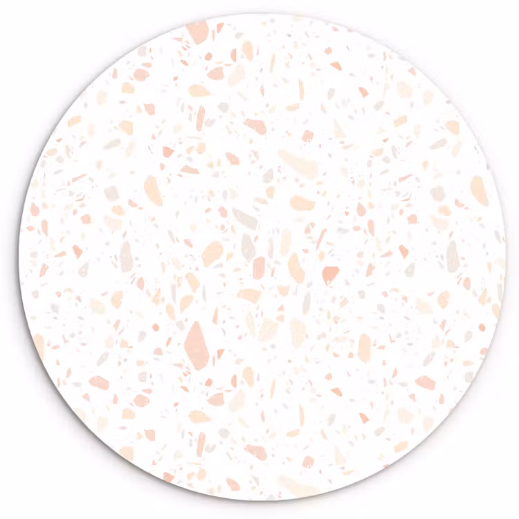 Terrazzo - Patroon - Wit - Perzik Wandcirkel kunststof plaat 5mm dik klein 188 -3d