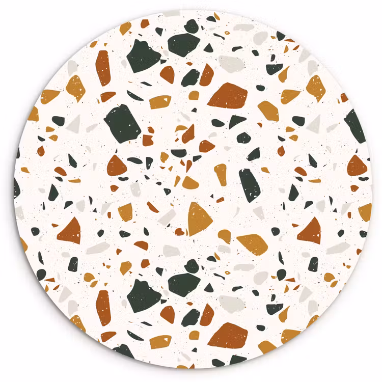 Terrazzo - Patroon - Wit - Terra Wandcirkel kunststof plaat 5mm dik klein 188 -3d