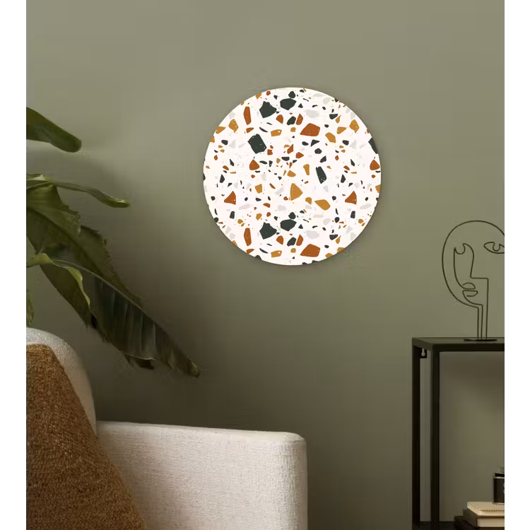 Terrazzo - Patroon - Wit - Terra Wandcirkel kunststof plaat 5mm dik klein 188 -sfeer3