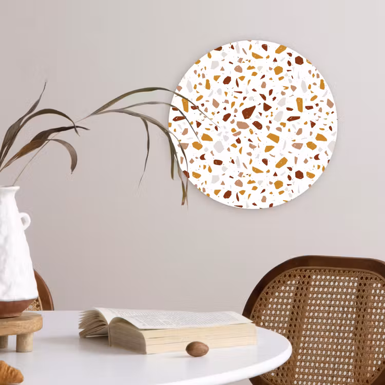 Terrazzo - Patroon - Wit - Urban Wandcirkel kunststof plaat 5mm dik klein 188 -sfeer4