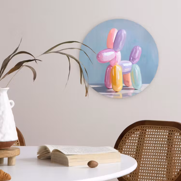 Dier - Ballon - Pasteltinten - Glanzend Wandcirkel kunststof plaat 5mm dik klein -sfeer4