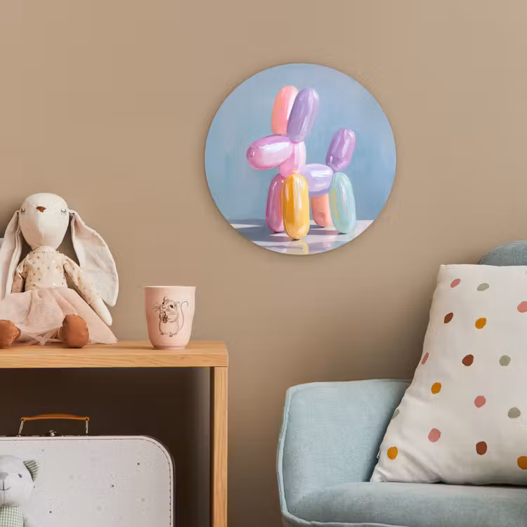Dier - Ballon - Pasteltinten - Glanzend Wandcirkel kunststof plaat 5mm dik klein -tsfeer1_kind