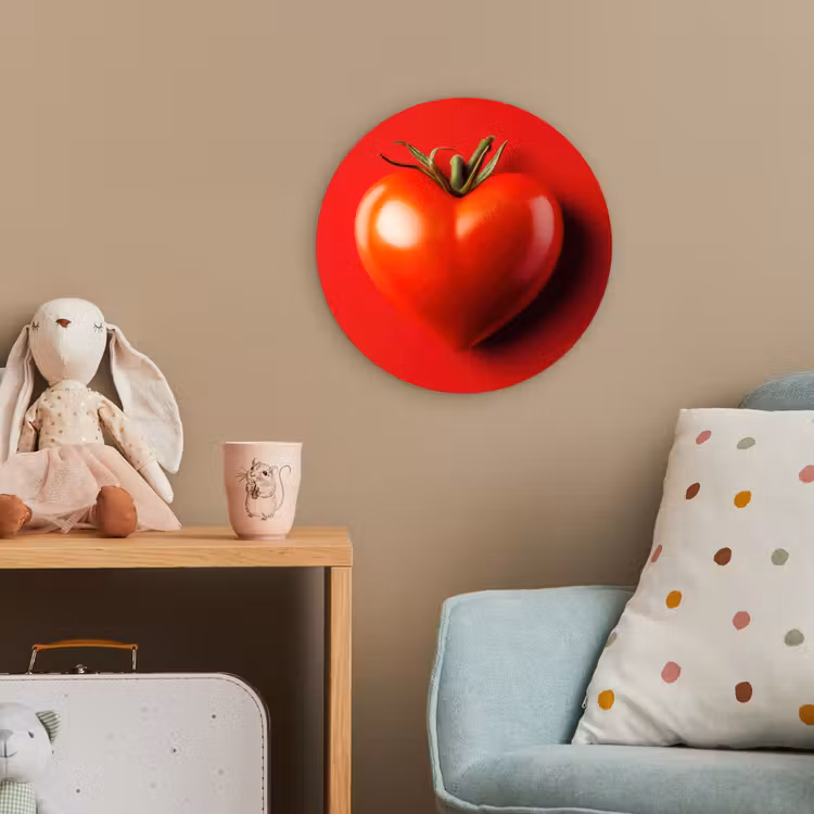 Tomaat - Rood - Hart Wandcirkel kunststof plaat 5mm dik klein -tsfeer1_kind