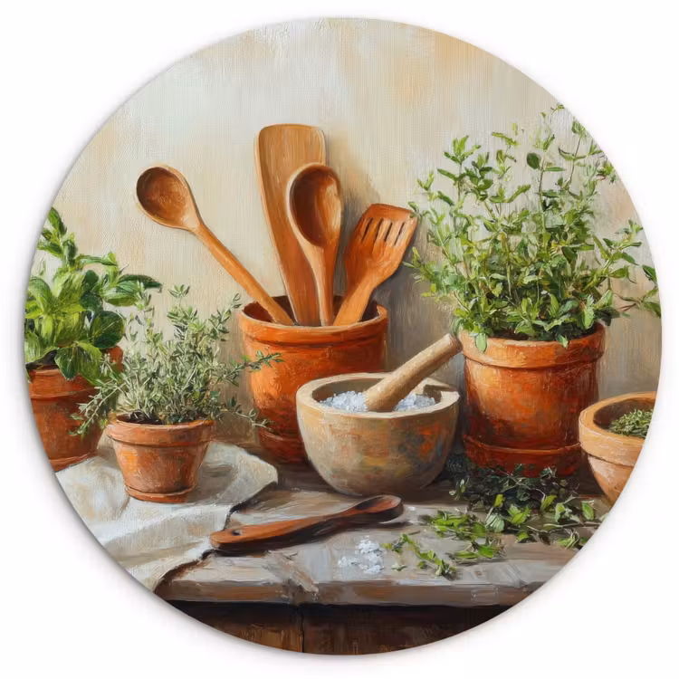 Potten - Kruiden - Hout Wandcirkel kunststof plaat 5mm dik klein -3d