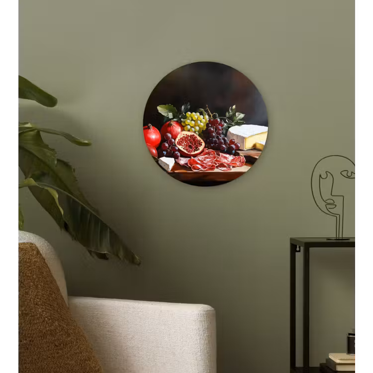 Borrelplank - Stilleven - Vintage Wandcirkel kunststof plaat 5mm dik klein -sfeer3