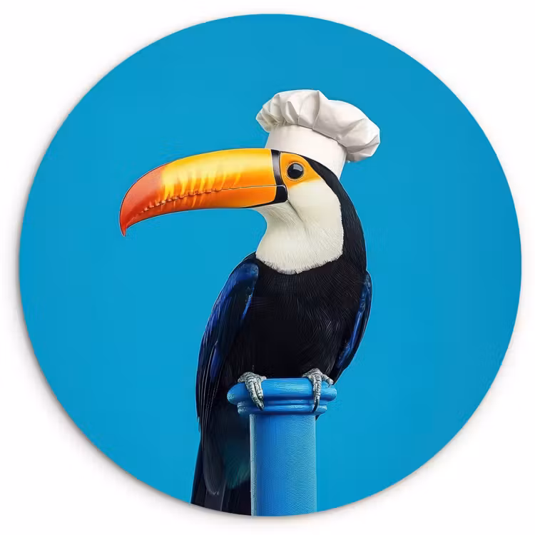 Tucan - Sokkel - Vogel - Koksmuts Wandcirkel kunststof plaat 5mm dik klein -3d