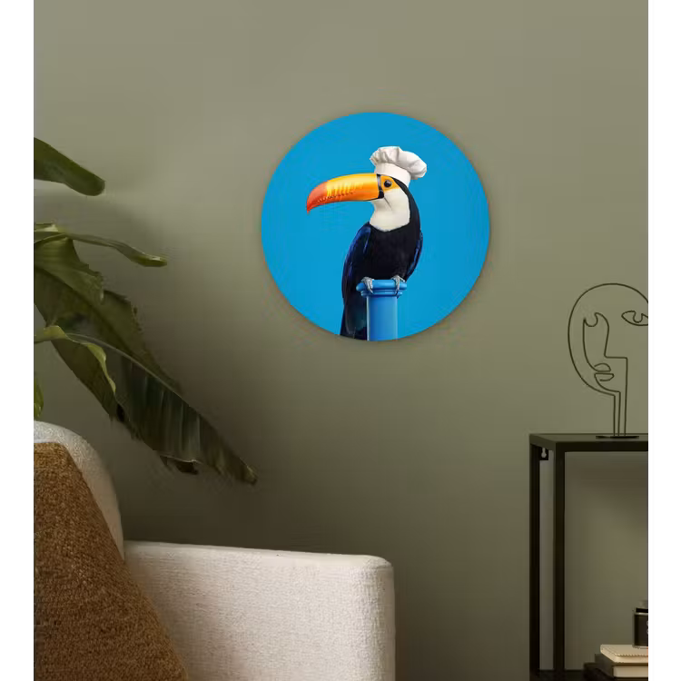 Tucan - Sokkel - Vogel - Koksmuts Wandcirkel kunststof plaat 5mm dik klein -sfeer3