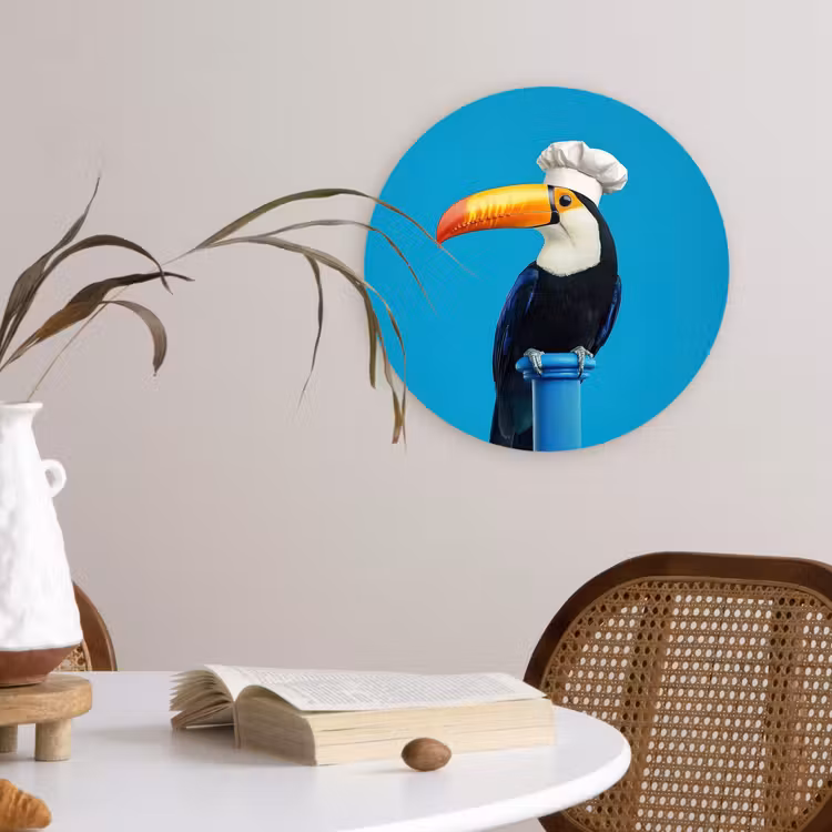 Tucan - Sokkel - Vogel - Koksmuts Wandcirkel kunststof plaat 5mm dik klein -sfeer4