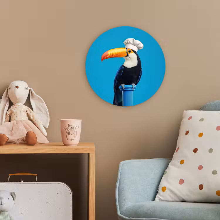 Tucan - Sokkel - Vogel - Koksmuts Wandcirkel kunststof plaat 5mm dik klein -tsfeer1_kind