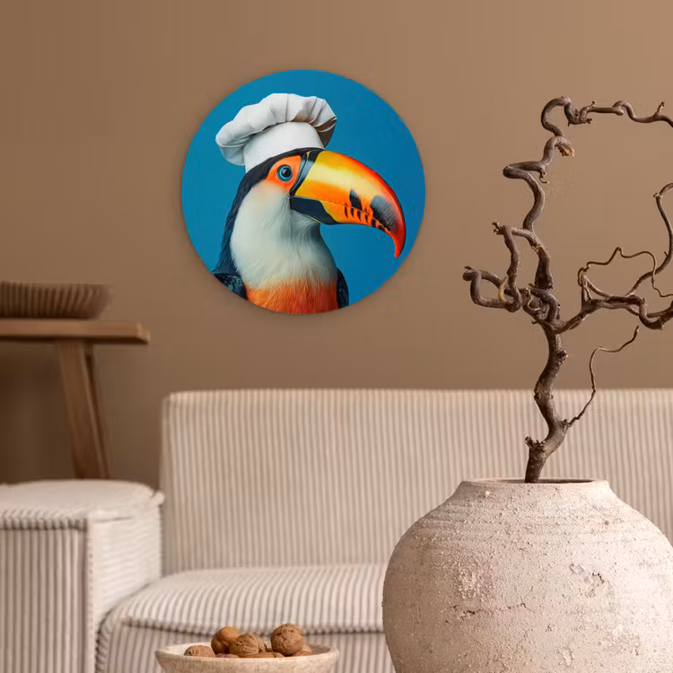 Toekan - Papegaai - Vogel - Koksmuts Wandcirkel kunststof plaat 5mm dik klein -sfeer1