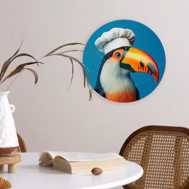 Toekan - Papegaai - Vogel - Koksmuts Wandcirkel kunststof plaat 5mm dik klein -sfeer4