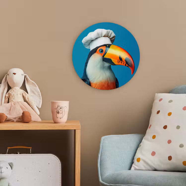 Toekan - Papegaai - Vogel - Koksmuts Wandcirkel kunststof plaat 5mm dik klein -tsfeer1_kind