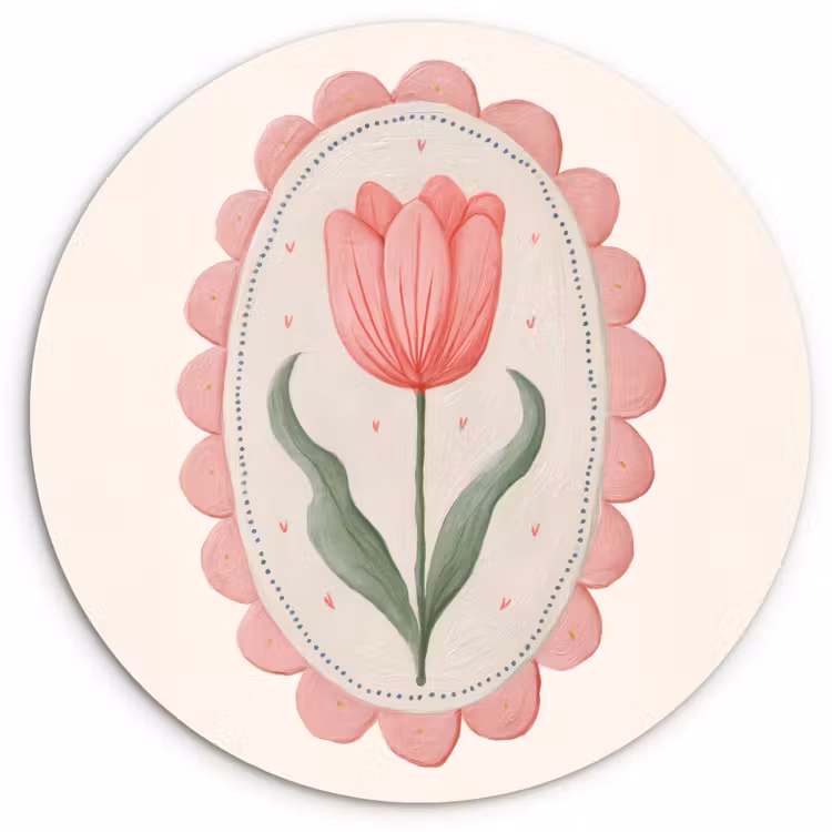 Tulp - Lijst - Ovaal - Illustratie Wandcirkel kunststof plaat 5mm dik klein -3d