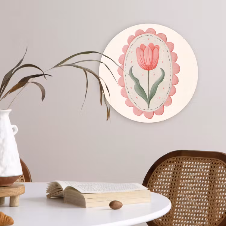 Tulp - Lijst - Ovaal - Illustratie Wandcirkel kunststof plaat 5mm dik klein -sfeer4