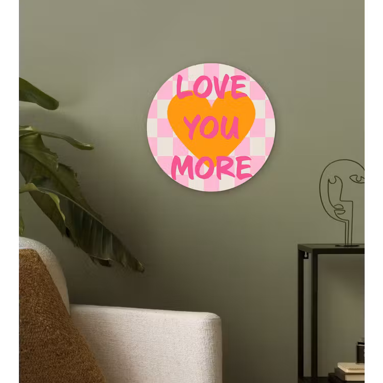 Valentijn - Love - Roze - Oranje Wandcirkel kunststof plaat 5mm dik klein -sfeer3