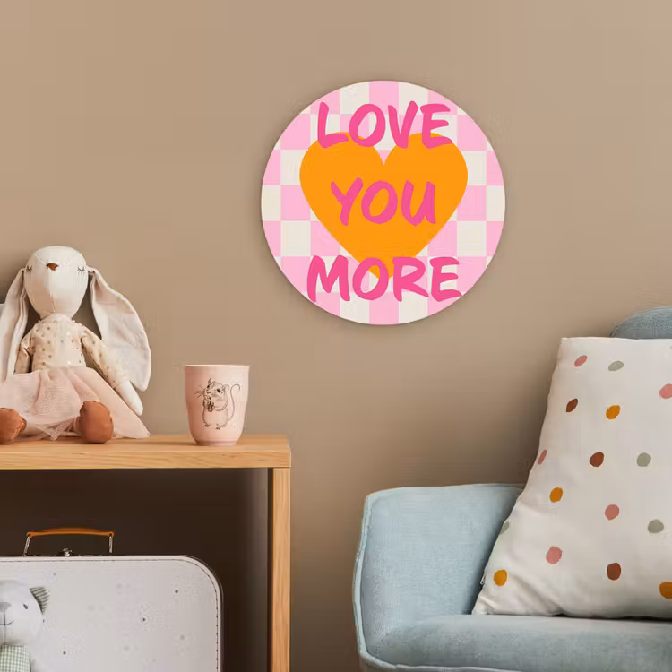 Valentijn - Love - Roze - Oranje Wandcirkel kunststof plaat 5mm dik klein -tsfeer1_kind
