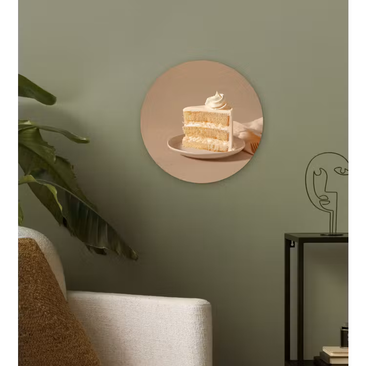 Vanilletaart - Cake - Romig Wandcirkel kunststof plaat 5mm dik klein -sfeer3