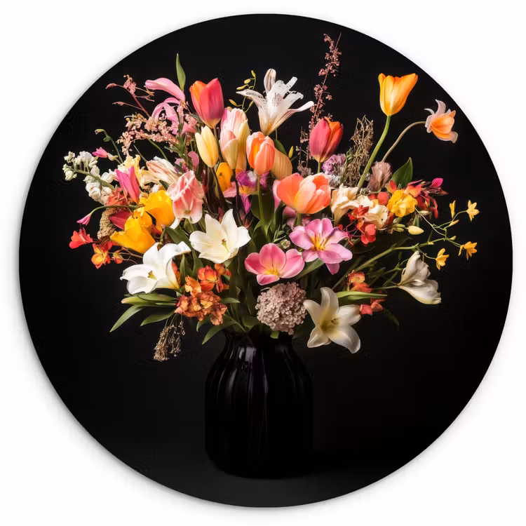 Vaas - Bloemen - Tulpen Wandcirkel kunststof plaat 5mm dik klein -3d