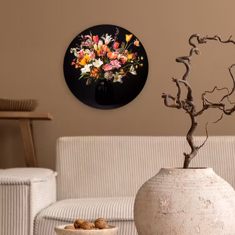 Vaas - Bloemen - Tulpen Wandcirkel kunststof plaat 5mm dik klein -sfeer1