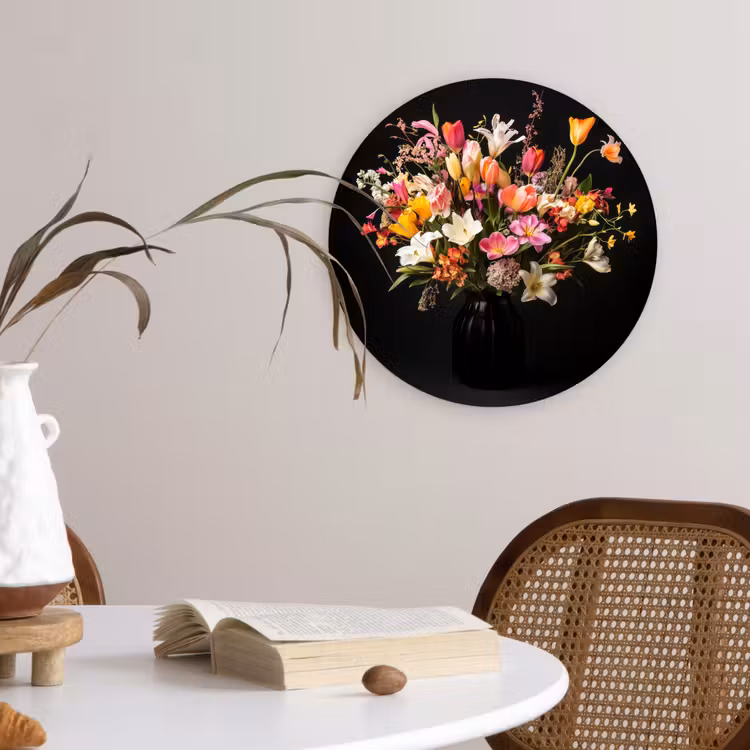Vaas - Bloemen - Tulpen Wandcirkel kunststof plaat 5mm dik klein -sfeer4