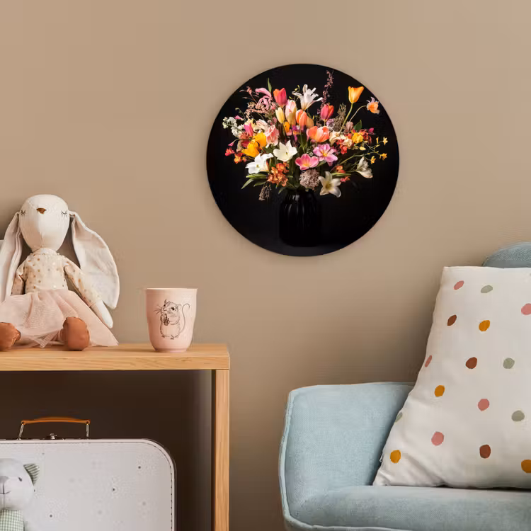 Vaas - Bloemen - Tulpen Wandcirkel kunststof plaat 5mm dik klein -tsfeer1_kind
