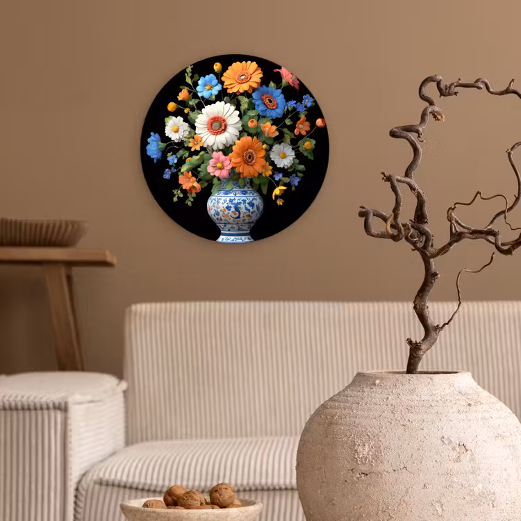 Vaas - Boeket - Bloemen - Kleur Wandcirkel kunststof plaat 5mm dik klein -sfeer1