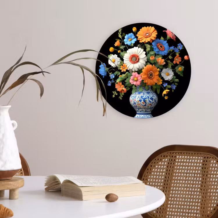 Vaas - Boeket - Bloemen - Kleur Wandcirkel kunststof plaat 5mm dik klein -sfeer4