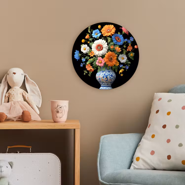 Vaas - Boeket - Bloemen - Kleur Wandcirkel kunststof plaat 5mm dik klein -tsfeer1_kind