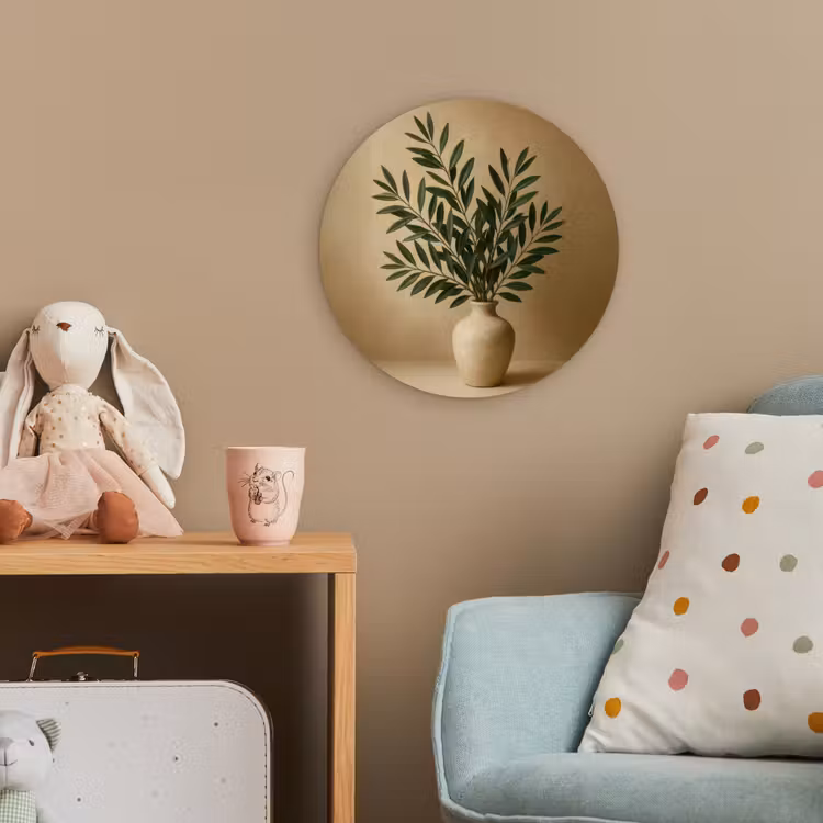 Vaas - Olijftakken - Bladeren - Beige Wandcirkel kunststof plaat 5mm dik klein -tsfeer1_kind