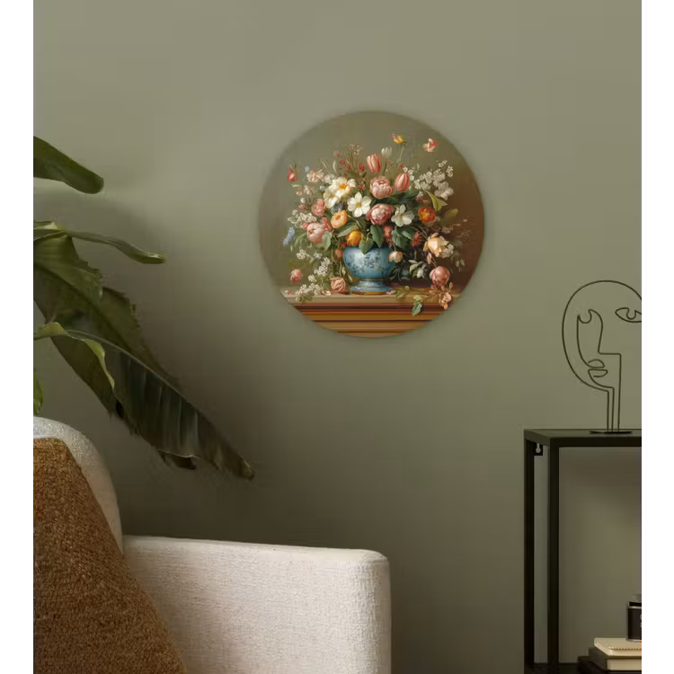 Vaas - Pastel - Kleuren - Bloemen Wandcirkel kunststof plaat 5mm dik klein -sfeer3