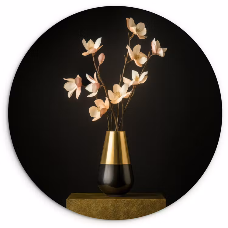 Sierlijk - Boeket - Goud - Vaas Wandcirkel kunststof plaat 5mm dik klein -3d