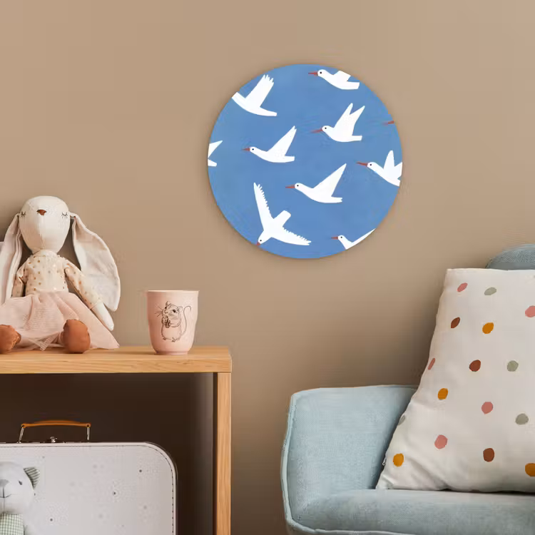 Vogels - Wit - Patroon Wandcirkel kunststof plaat 5mm dik klein -tsfeer1_kind