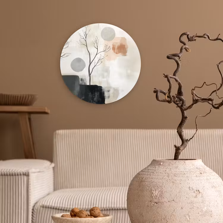 Wabi sabi - Beige - Plant Wandcirkel kunststof plaat 5mm dik klein -sfeer1