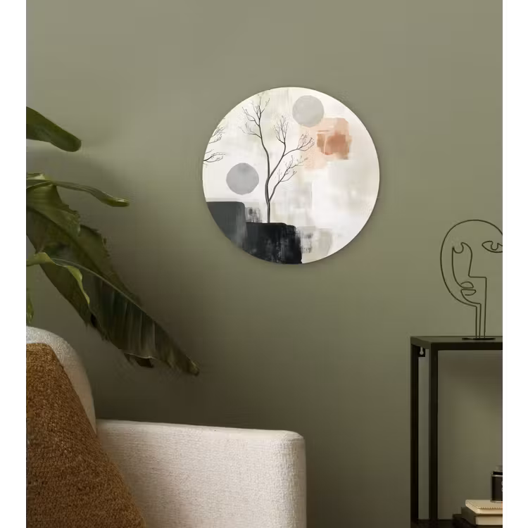 Wabi sabi - Beige - Plant Wandcirkel kunststof plaat 5mm dik klein -sfeer3