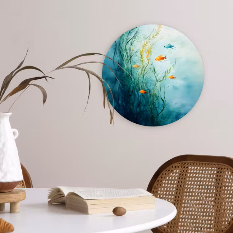 Waterplanten - Vissen - Kleurrijk - Water Wandcirkel kunststof plaat 5mm dik klein -sfeer4
