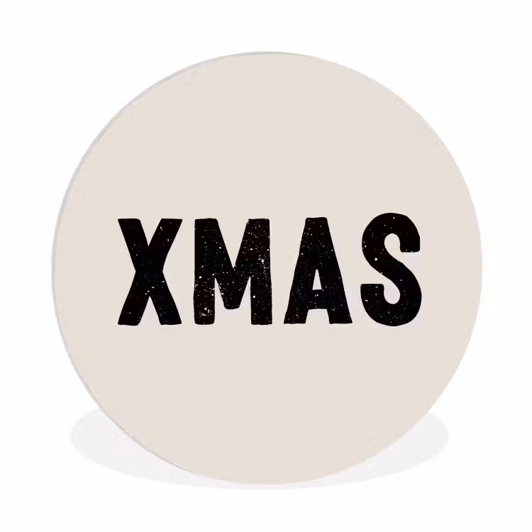 Kerst - Beige - Quotes - Xmas - Feestdagen Wandcirkel kunststof plaat 5mm dik klein -3d