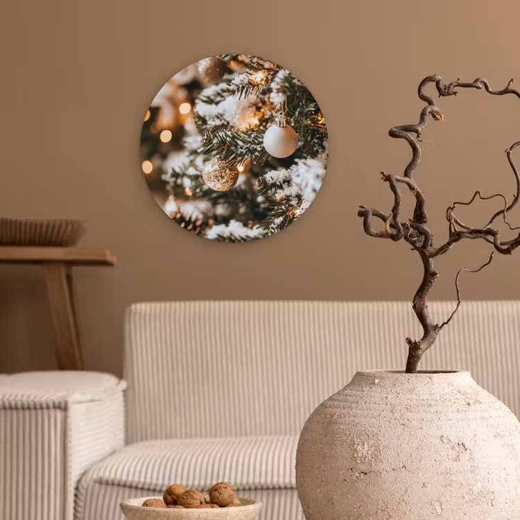 Kerst - Kerstboom - Winter - Binnen - Sneeuw Wandcirkel kunststof plaat 5mm dik klein -sfeer1