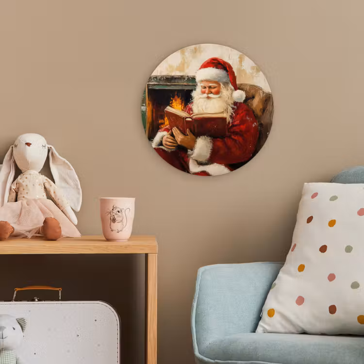 Kerst - Kerstman - Winter - Open Haard Wandcirkel kunststof plaat 5mm dik klein -tsfeer1_kind