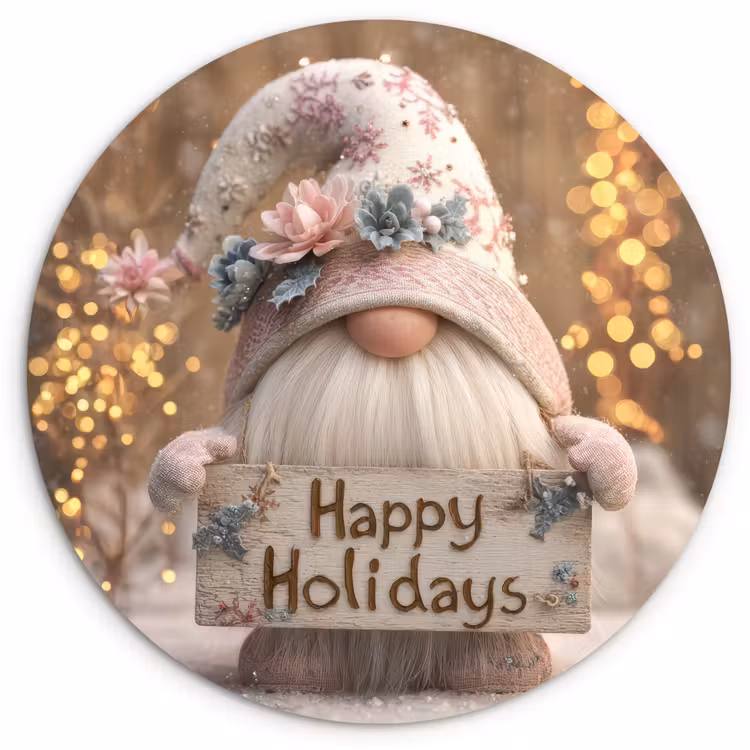 Kerst - Gnome - Bord - Kleurrijk Wandcirkel kunststof plaat 5mm dik klein -3d