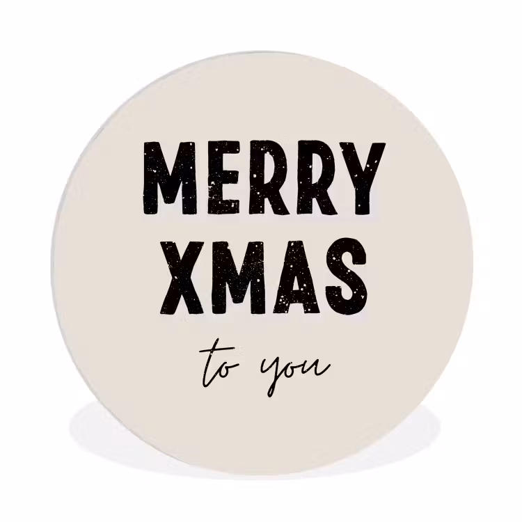 Kerst - Quotes - Merry xmas - Feestdagen - Zwart Wandcirkel kunststof plaat 5mm dik klein -3d