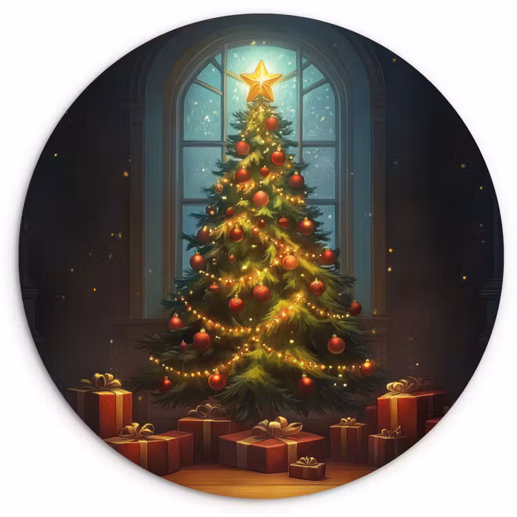 Kerstboom - Cadeau - Kerst - Winter Wandcirkel kunststof plaat 5mm dik klein -3d