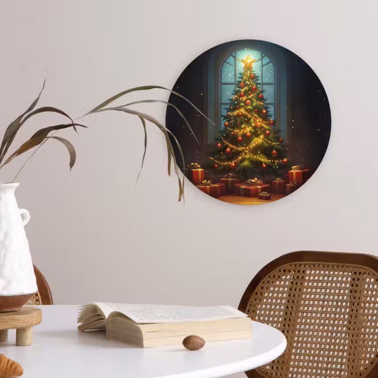 Kerstboom - Cadeau - Kerst - Winter Wandcirkel kunststof plaat 5mm dik klein -sfeer4