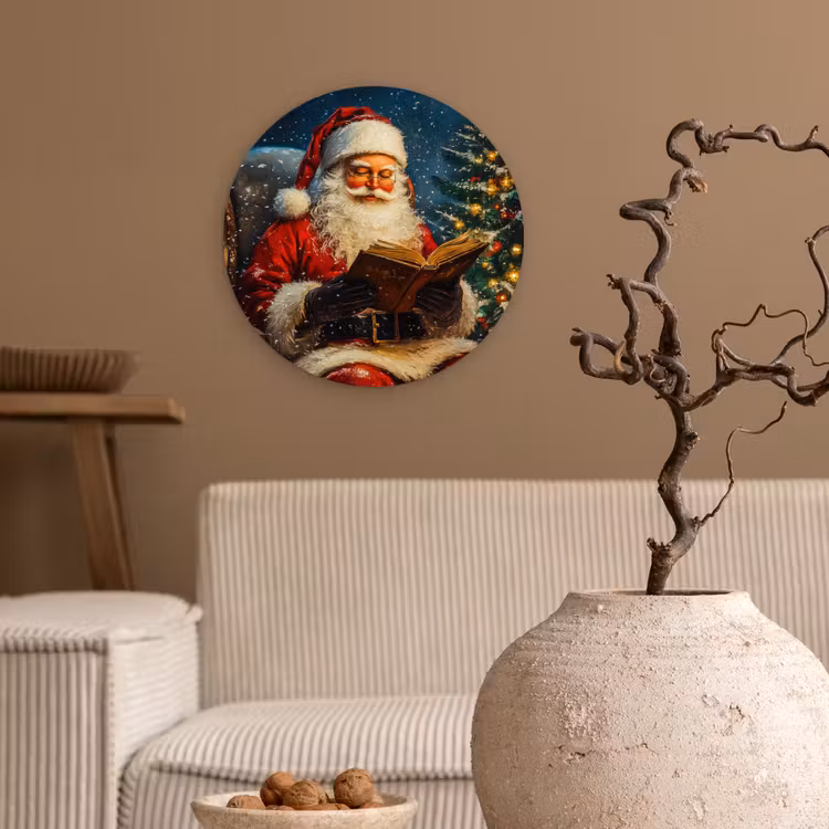 Kerstman - Kerst - Winter - Kerstboom Wandcirkel kunststof plaat 5mm dik klein -sfeer1