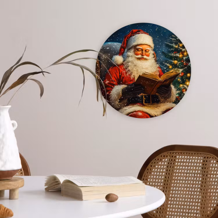 Kerstman - Kerst - Winter - Kerstboom Wandcirkel kunststof plaat 5mm dik klein -sfeer4