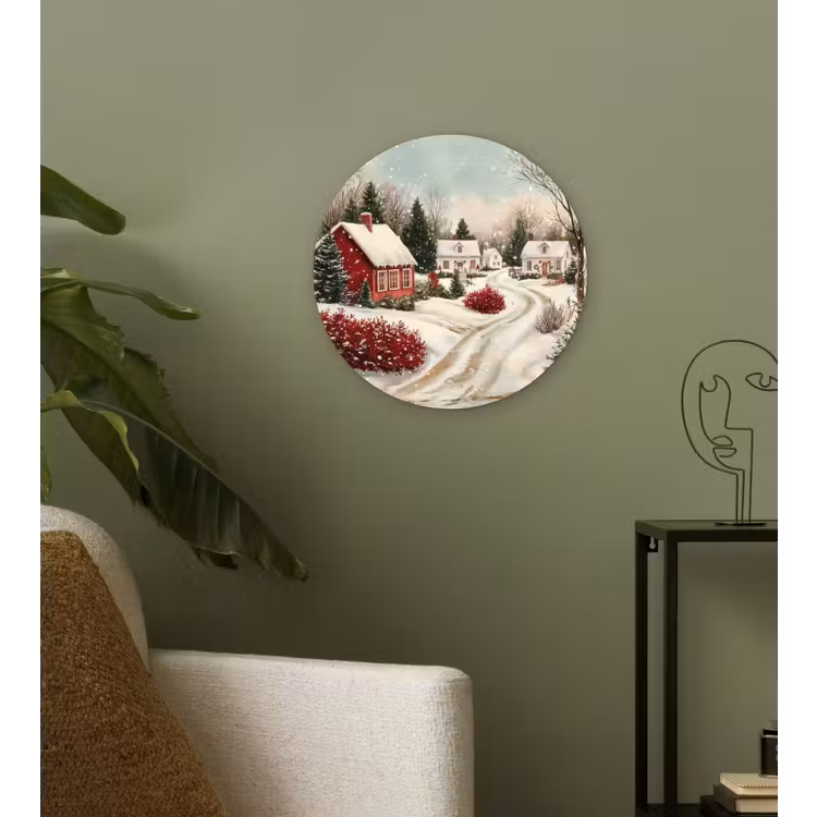 Kerstsfeer - Landelijk - Rood Wandcirkel kunststof plaat 5mm dik klein -sfeer3