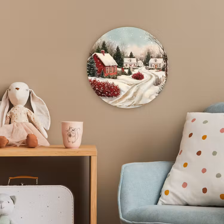 Kerstsfeer - Landelijk - Rood Wandcirkel kunststof plaat 5mm dik klein -tsfeer1_kind