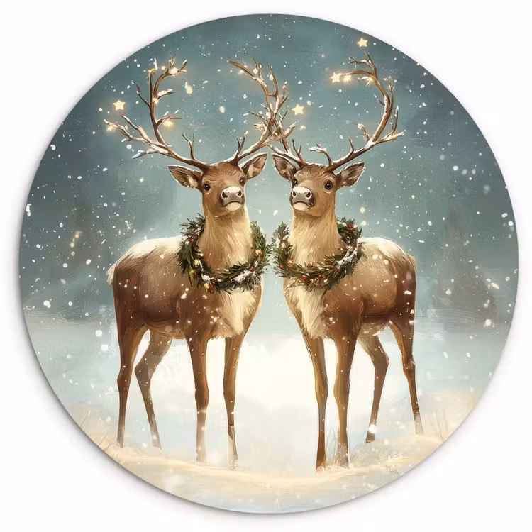 Kerstmagie - Winterwoud - Rendier Wandcirkel kunststof plaat 5mm dik klein -3d