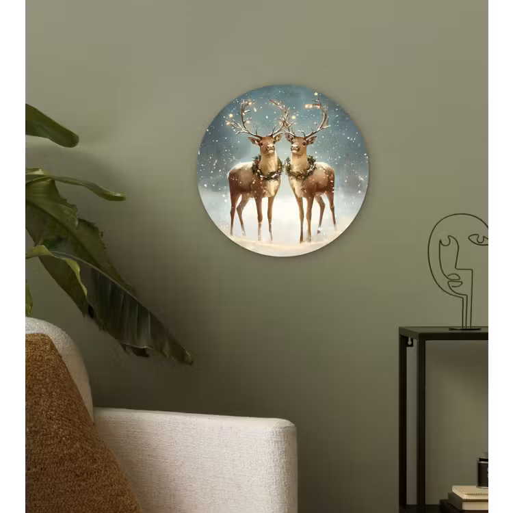 Kerstmagie - Winterwoud - Rendier Wandcirkel kunststof plaat 5mm dik klein -sfeer3