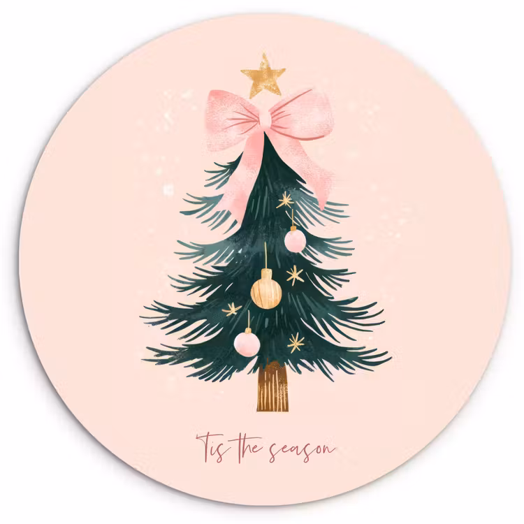 Christmas Season - Kerst - Kerstboom - Roze Wandcirkel kunststof plaat 5mm dik klein -3d